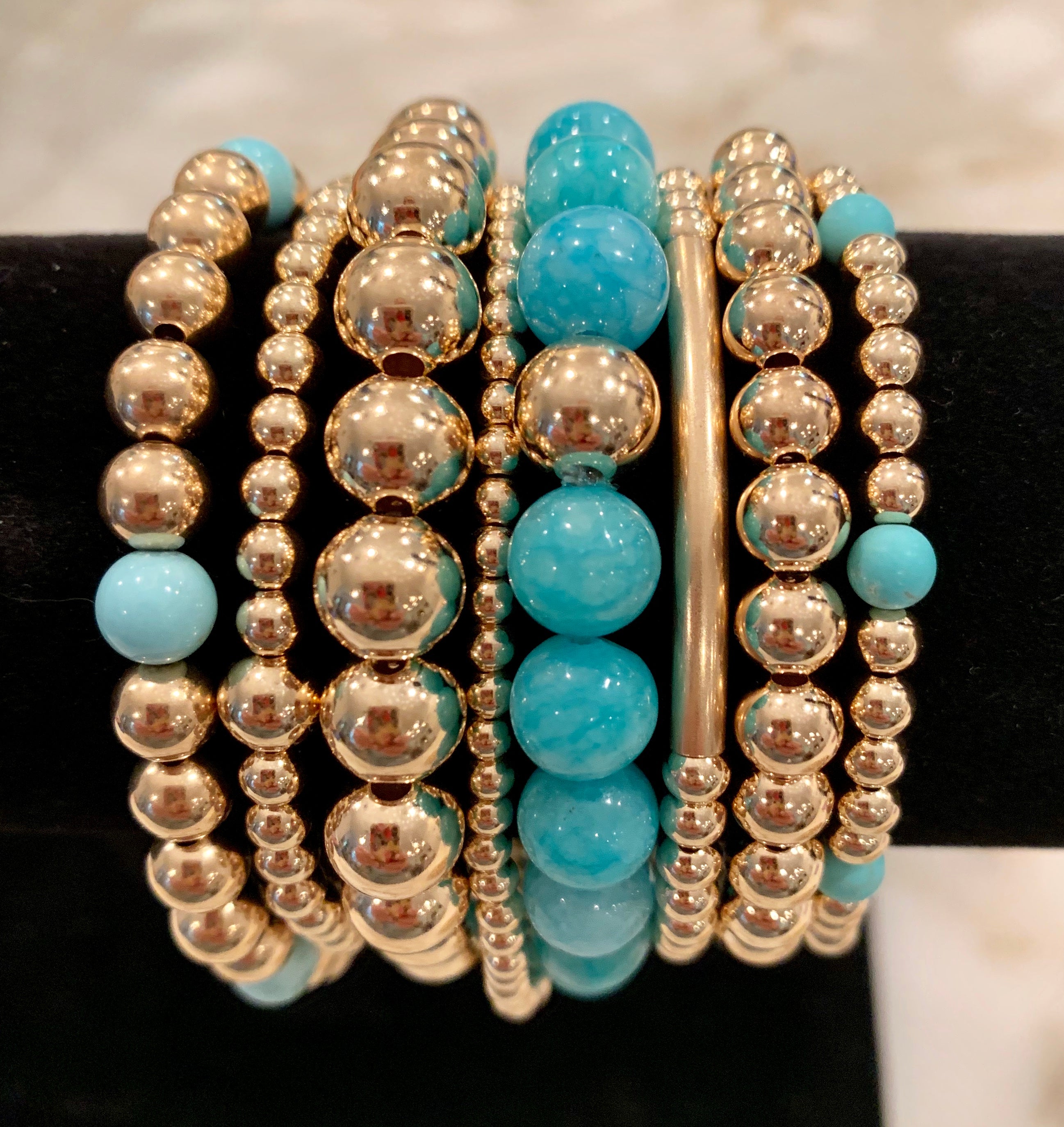 SARAH 8 Bracelet Stack with Turquoise