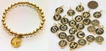 6mm 14kt Gold Filled Bead Bracelet with Individual Alphabet Hanging Charm