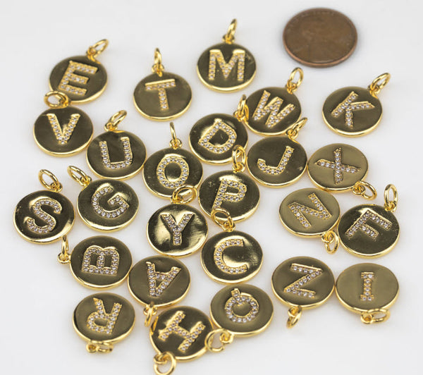 Brass Capital Letter Z Charm Bracelet Initial Beads 
