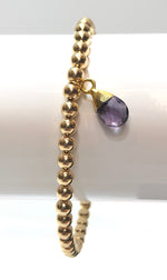 4mm 14k Gold Filled Bracelet with Colored Hanging Amethyst Jewel Charm