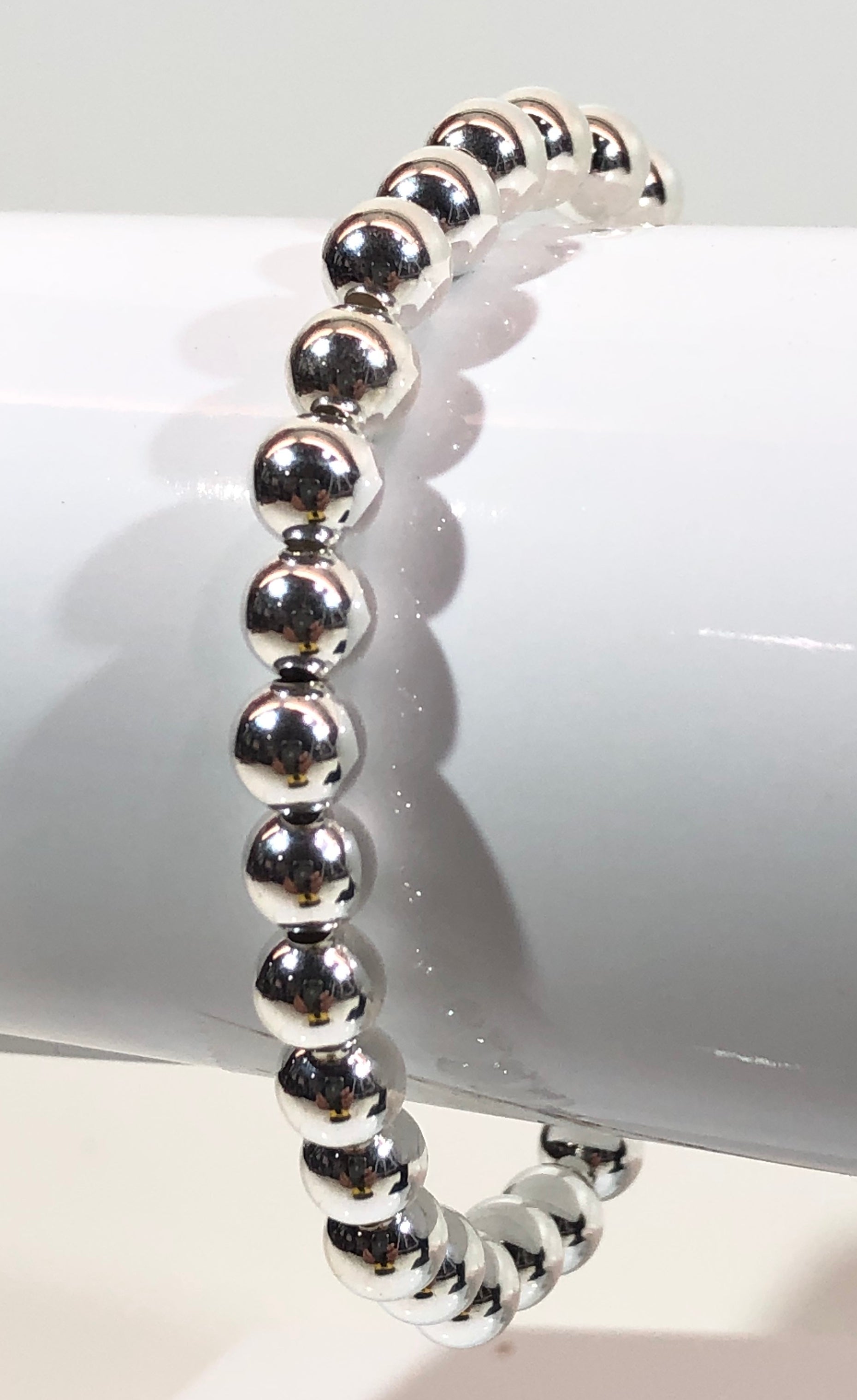 6mm Sterling Silver Bead Bracelet