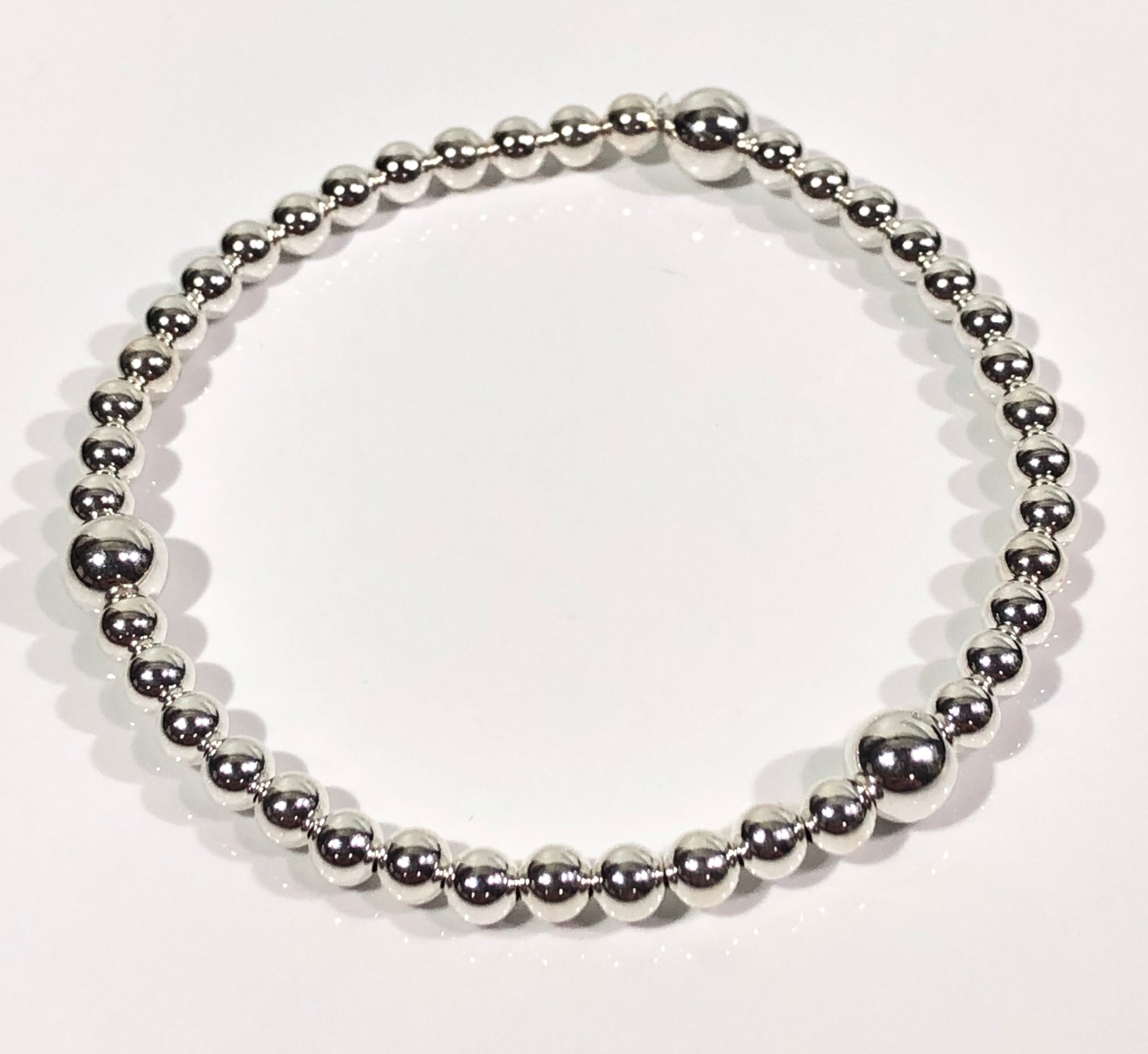 4mm Sterling Silver Bracelet with 3 6mm Beads