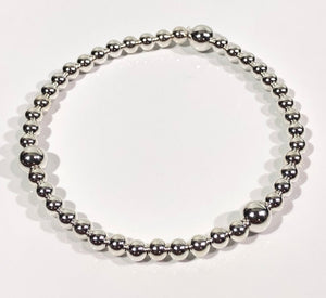 4mm Sterling Silver Bracelet with 3 6mm Beads