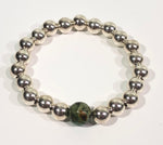 8mm Sterling Silver Bracelet with 10mm African Turquoise Bead
