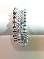 KENDALL 4 Piece Sterling Silver Bracelet Stack with Turquoise