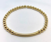 4mm 14kt Gold Filled Bead Bracelet with 4mm Gold Bar
