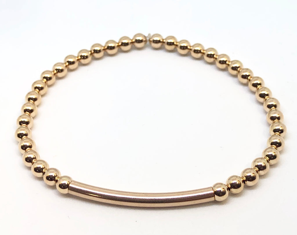 4mm Rose Gold Filled Bracelet with 4mm Rose Gold Bar