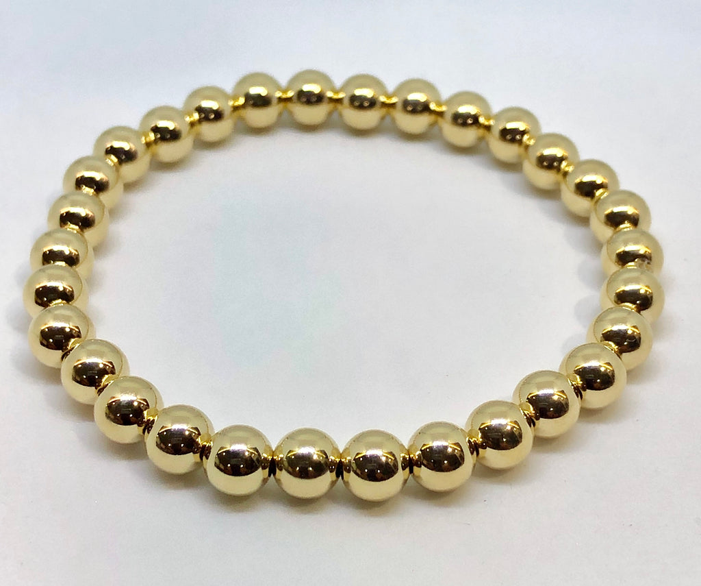 6mm 14kt Gold Filled Bead Bracelet