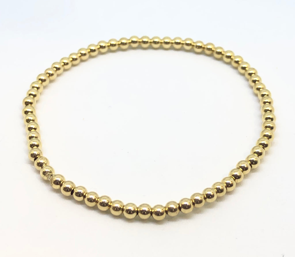3mm 14kt Gold Filled Bead Bracelet