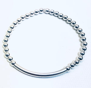 4mm Sterling Silver Bead Bracelet with 4mm Sterling Bar