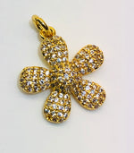 8mm 14k Gold Filled Bead Bracelet with CZ Jeweled Flower Charm