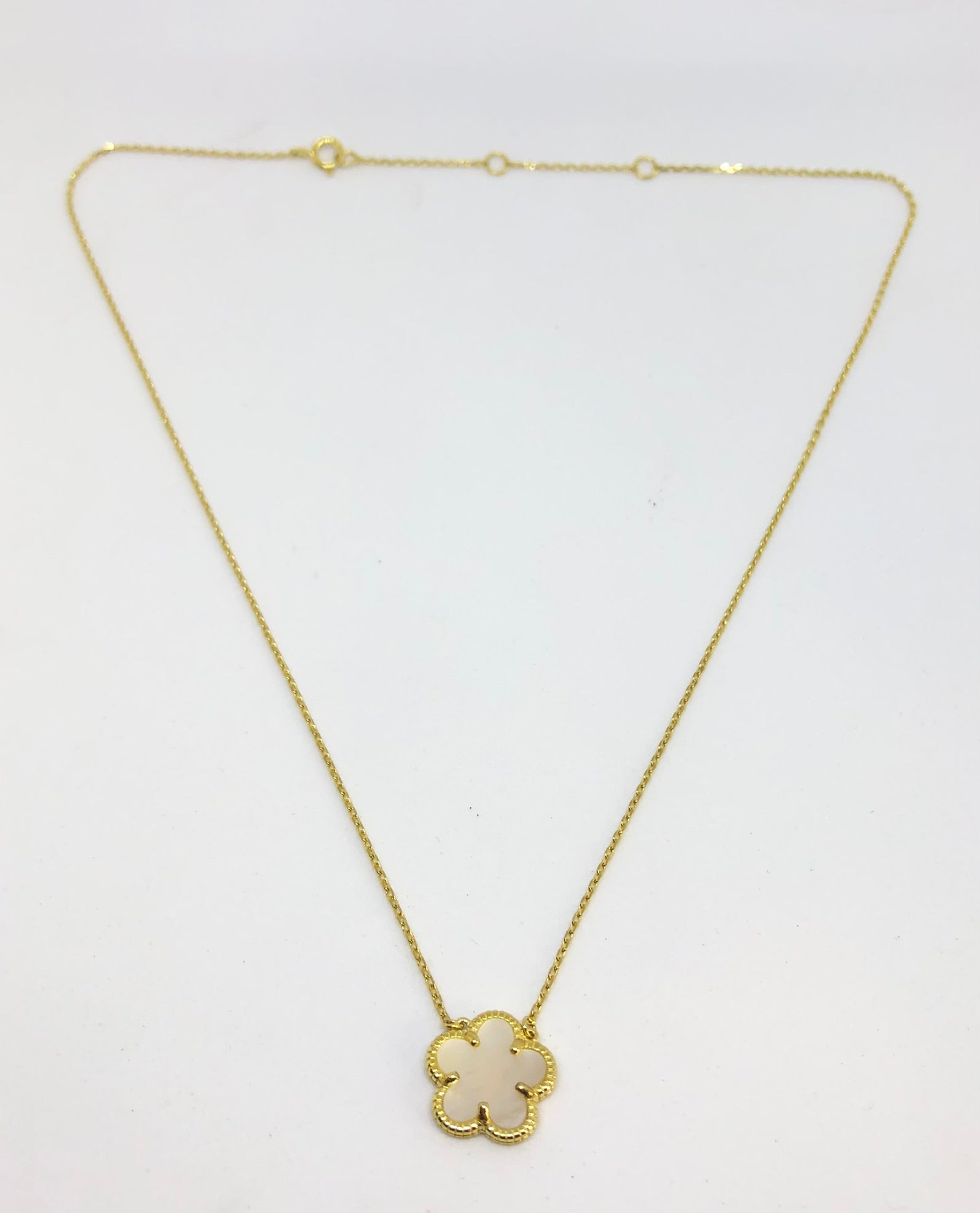 Mother of Pearl Pendant Necklace on Gold Chain 16"