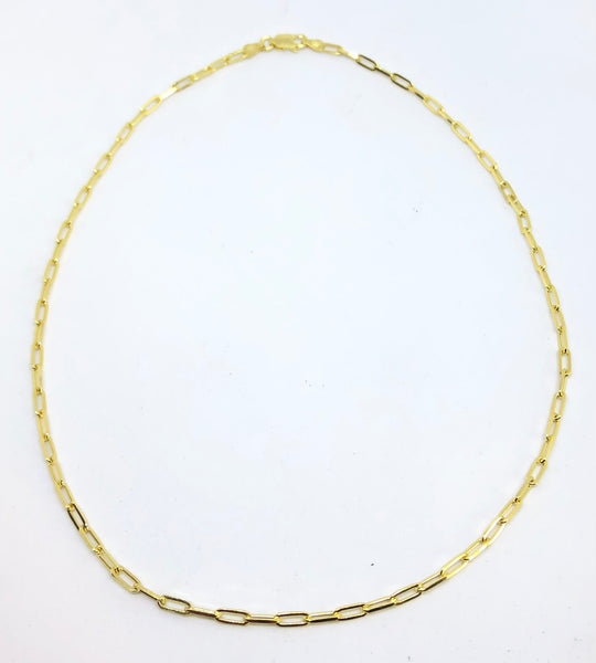 14k White Gold 3mm Paper Clip Chain necklace 20 Inches | Sarraf.com