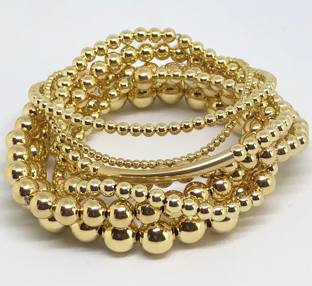GIGI TWO 7 Piece 14kt Gold Filled Bracelet Stack